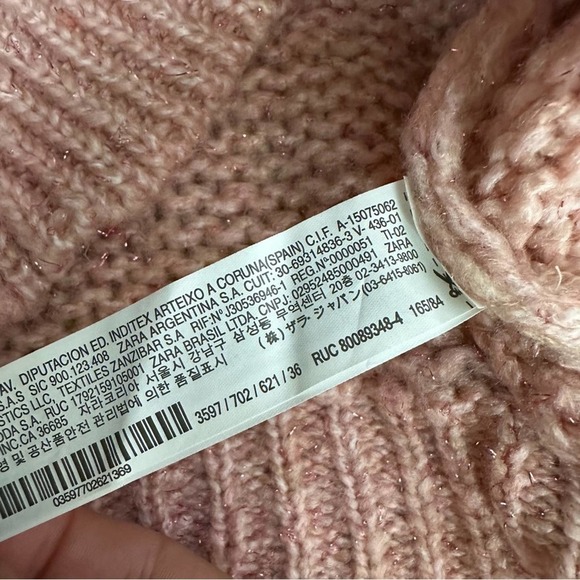 NWT Zara Kids Mock Neck Pink Gold Metallic Thread Sweater Size 13-14 Years - Picture 7 of 7